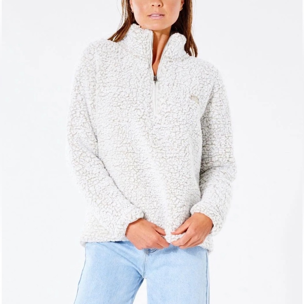 RIP Curl 1/4 Zip Fleece Crew Dark n Stormy Off White NWT Women’s Size Medium